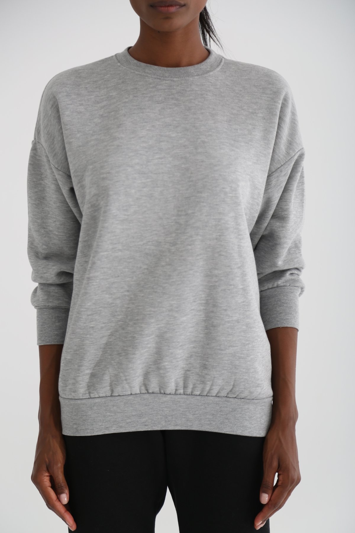 Gri Şardonlu Basic Sweatshirt 3200