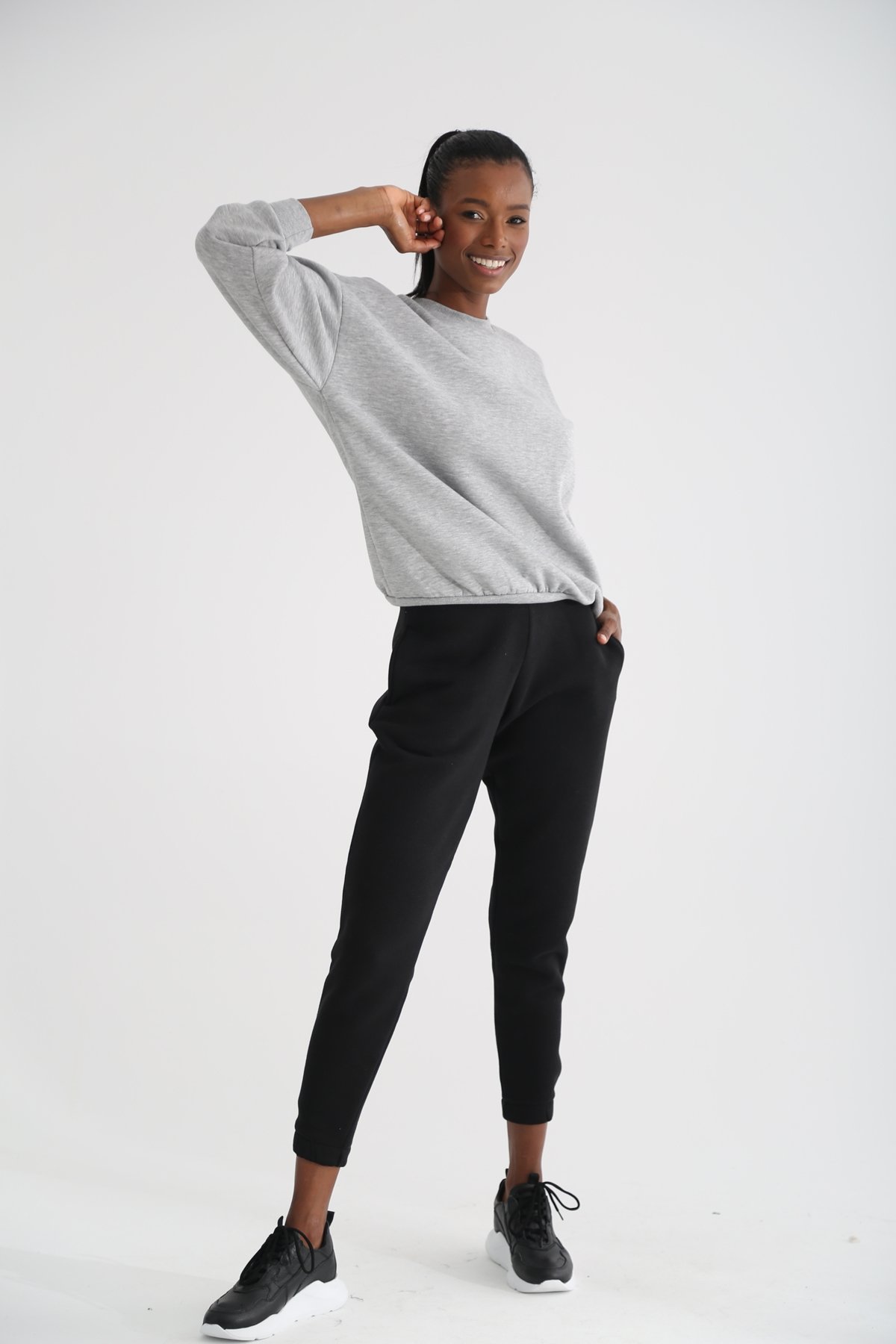 Gri Şardonlu Basic Sweatshirt 3200