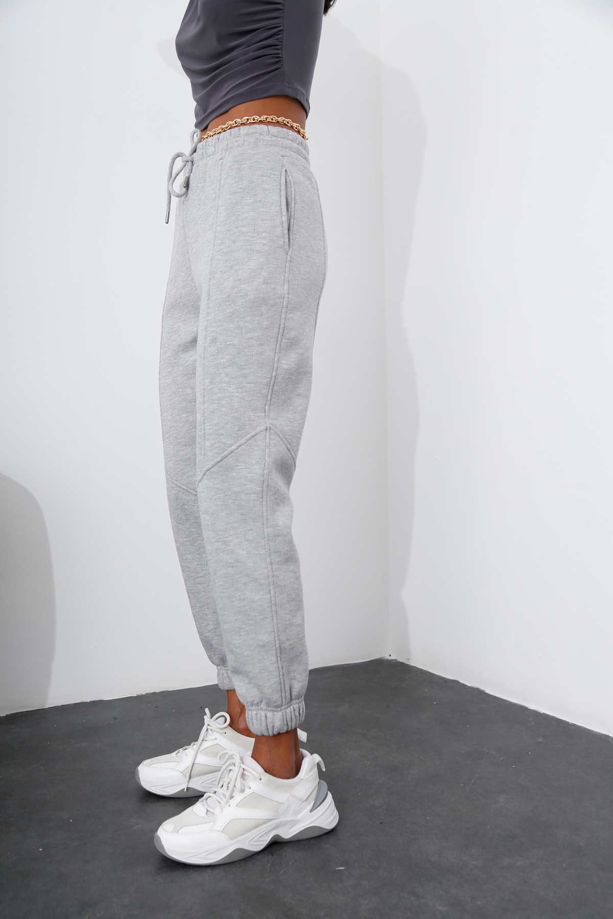 Gri Şardonlu Jogger Eşofman 242