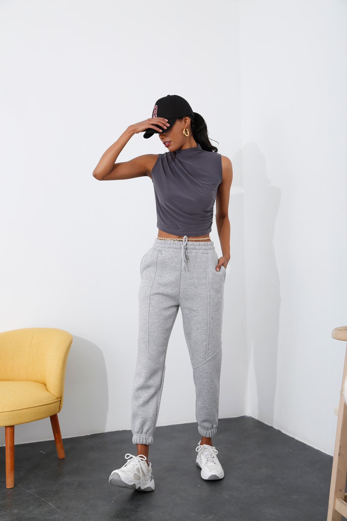 Gri Şardonlu Jogger Eşofman 242