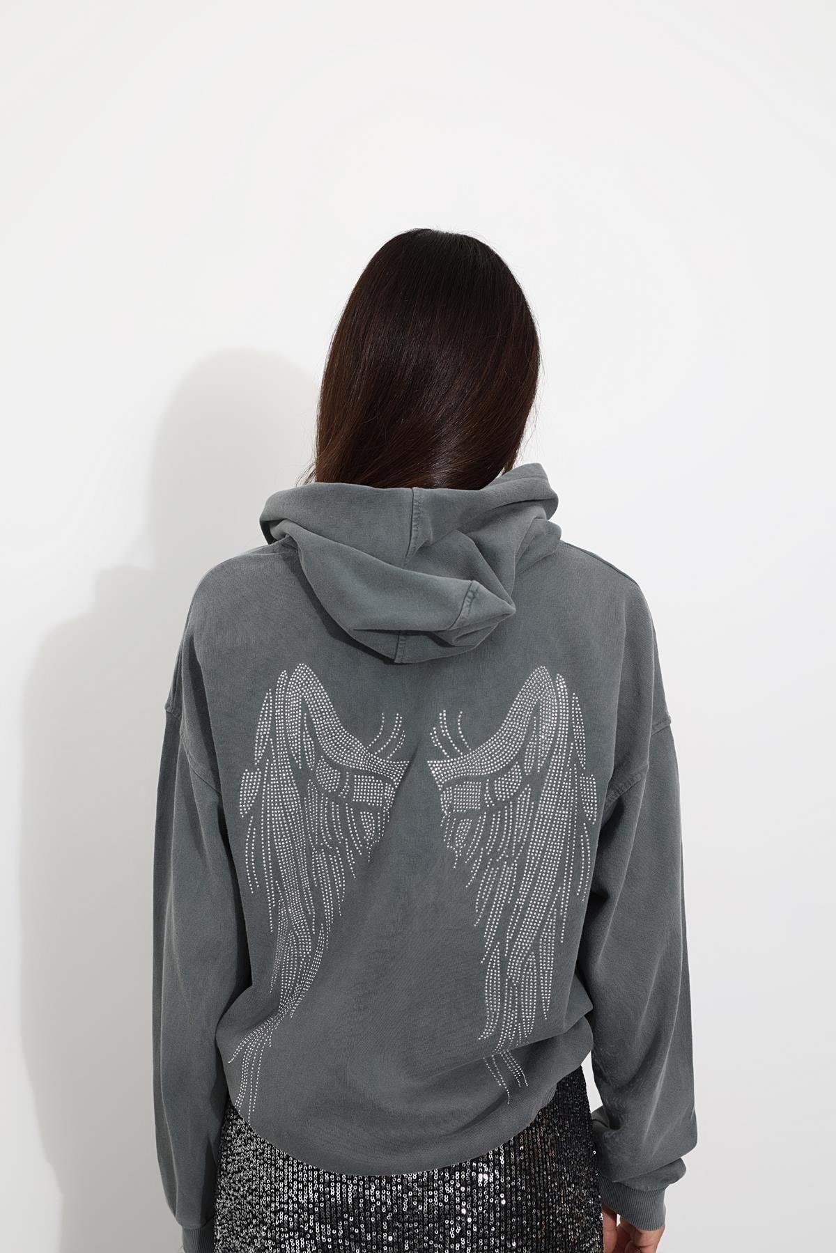 Gri Taş Baskılı Sweatshirt 82081