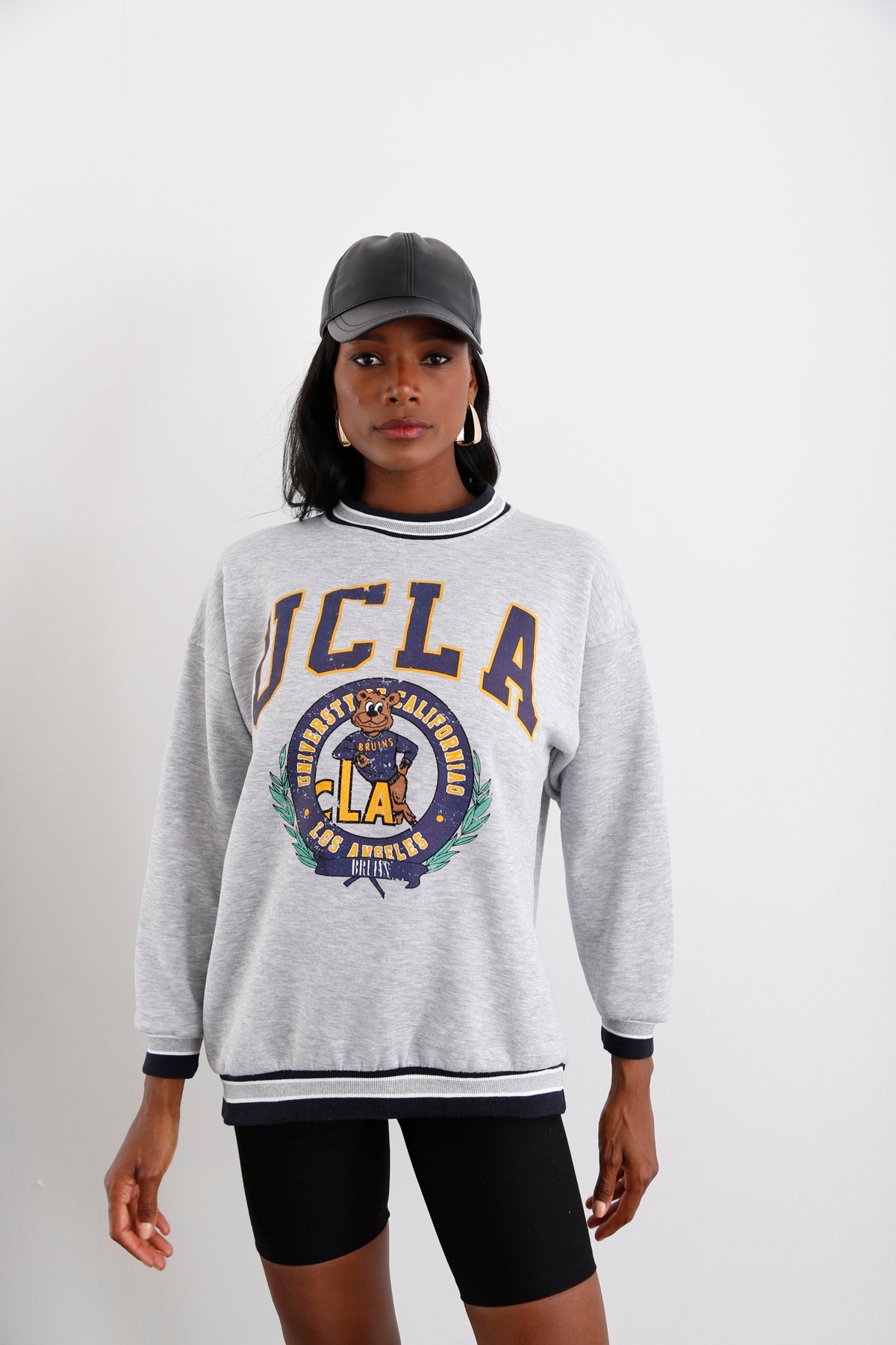 Gri Ucla Baskılı Şardonlu Sweatshirt 3634