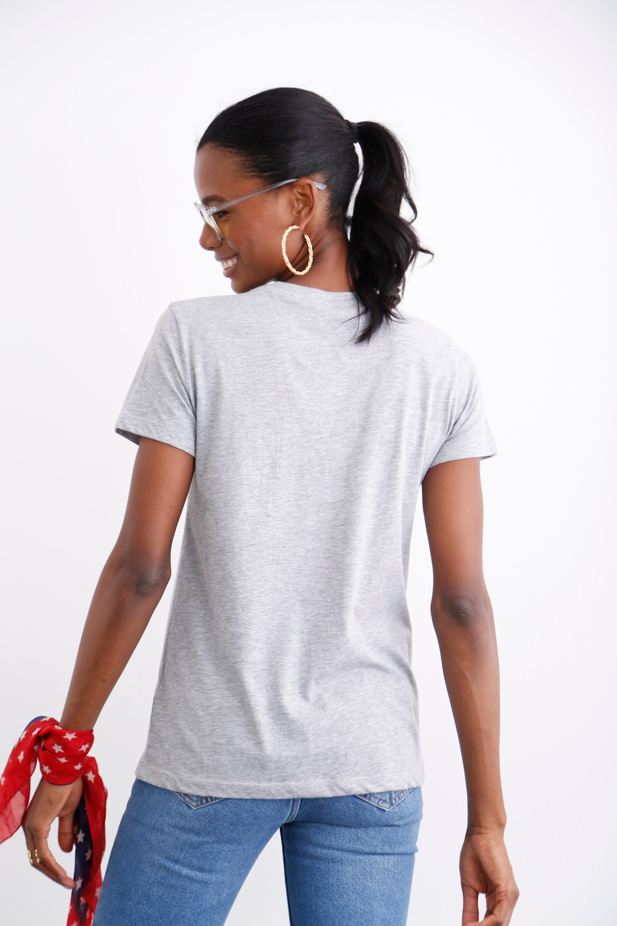 Gri Ultra Soft Bisiklet Yaka Tshirt 