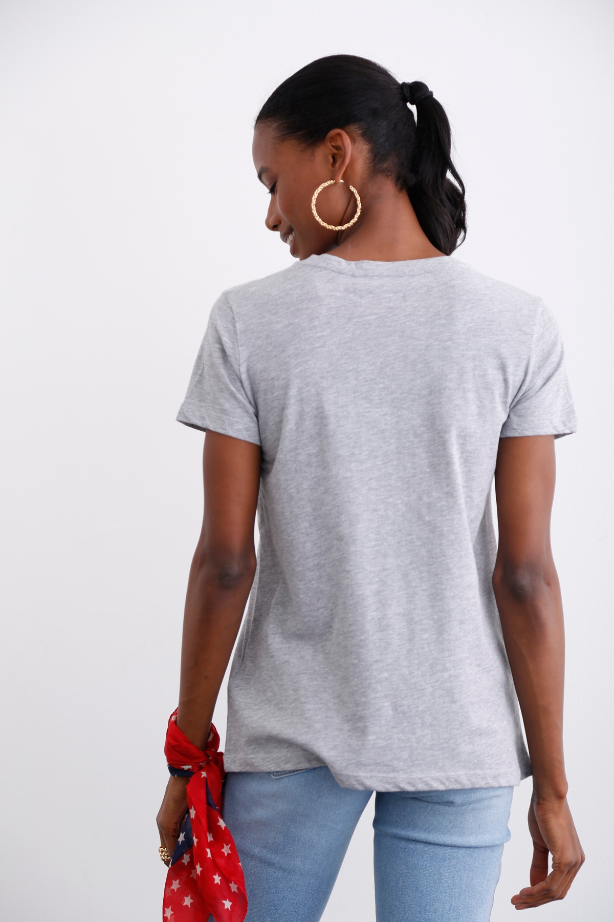 Gri Ultra Soft V Yaka Tshirt 