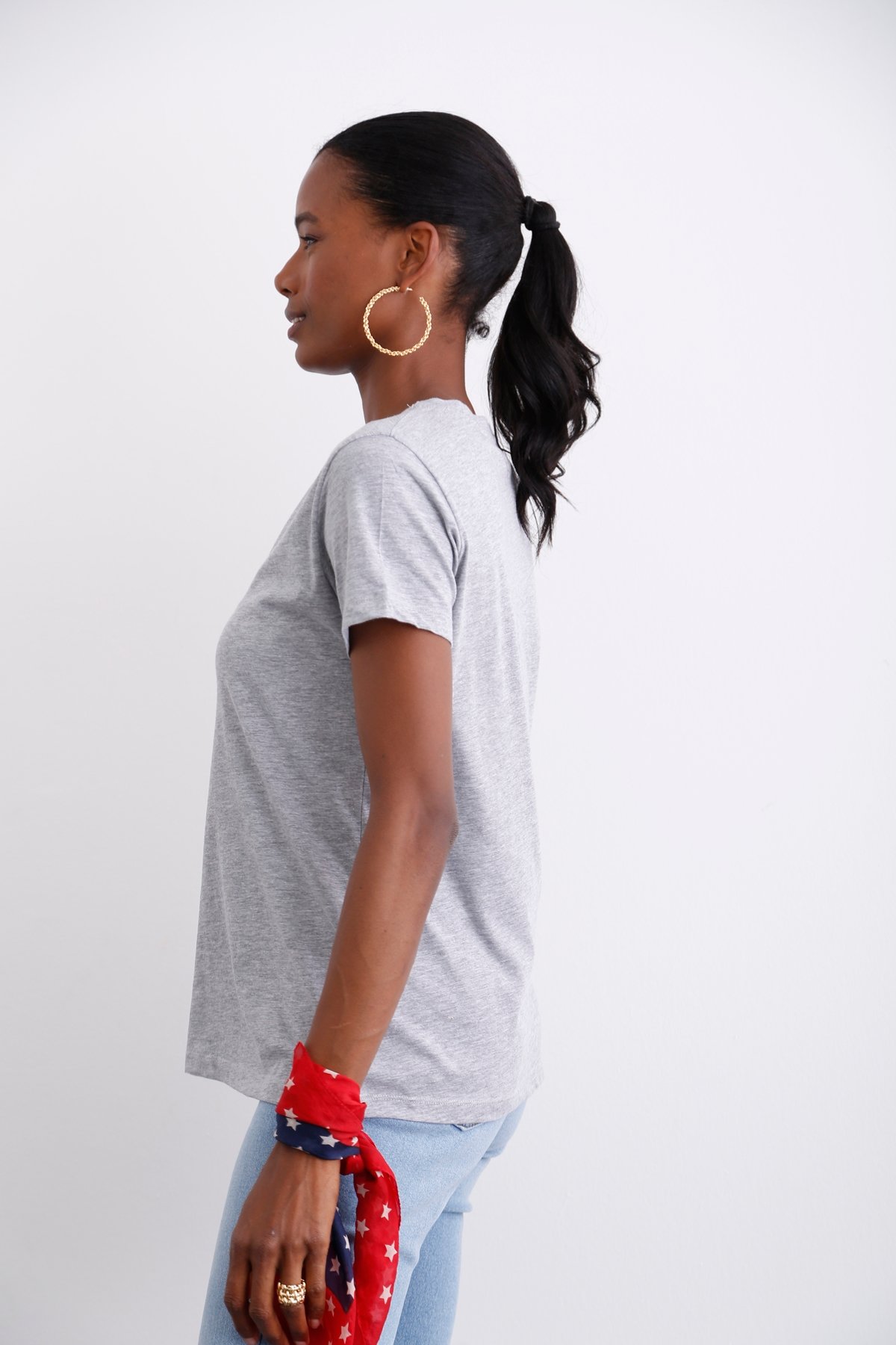 Gri Ultra Soft V Yaka Tshirt 