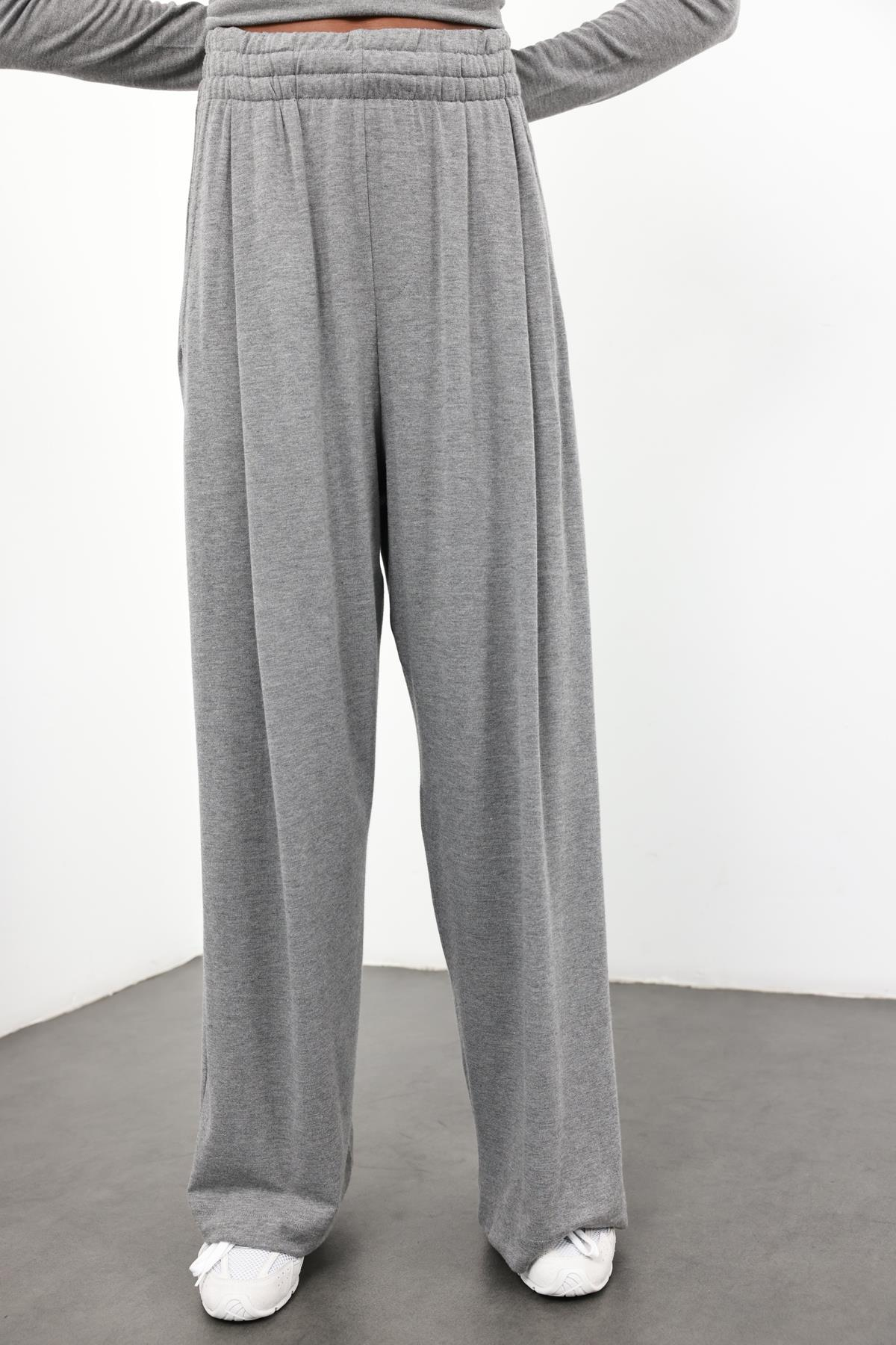 Gri Yüksek Bel Salaş Eşofman 0155