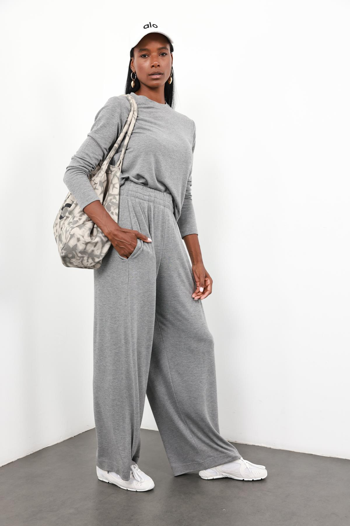 Gri Yüksek Bel Salaş Eşofman 0155