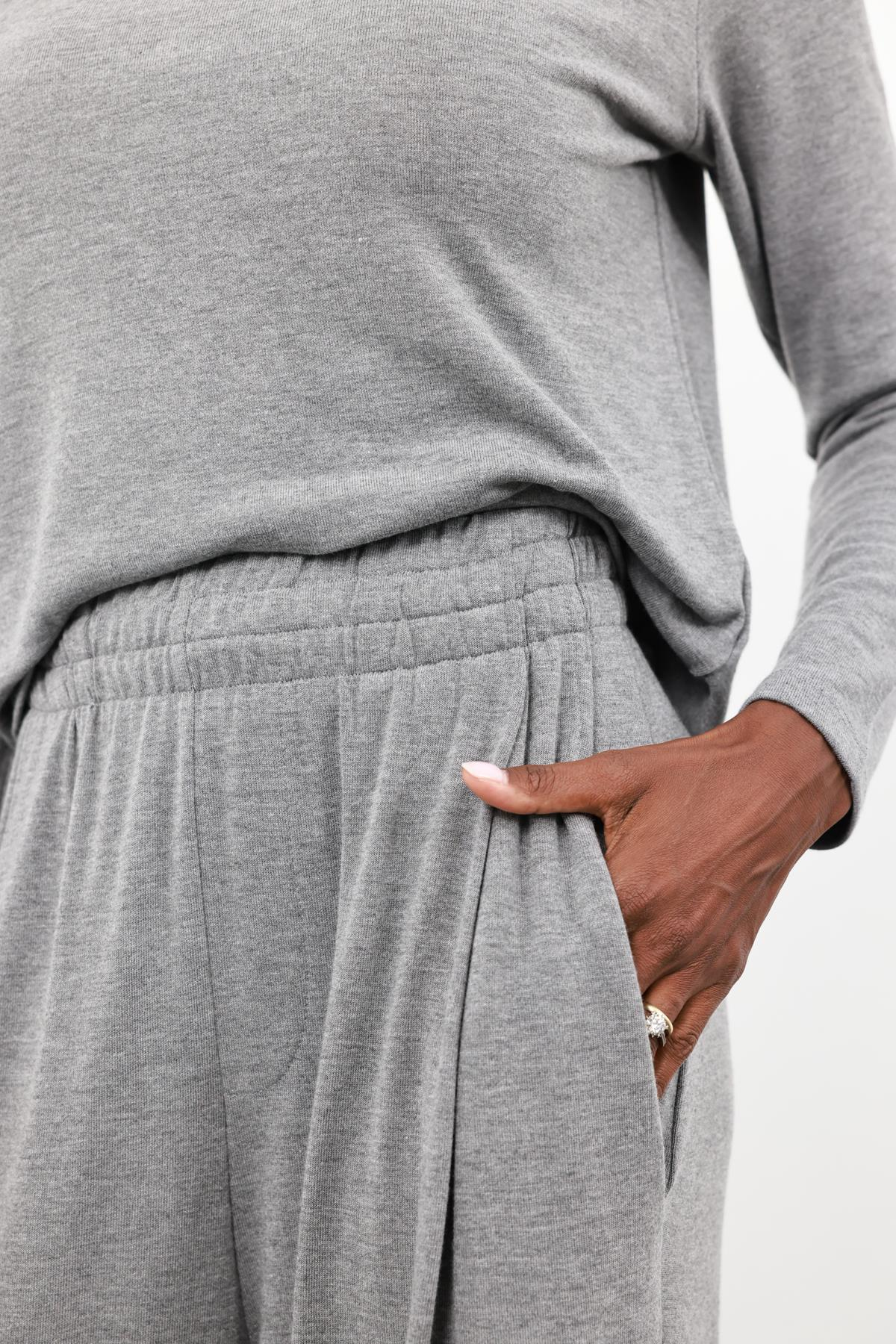 Gri Yüksek Bel Salaş Eşofman 0155