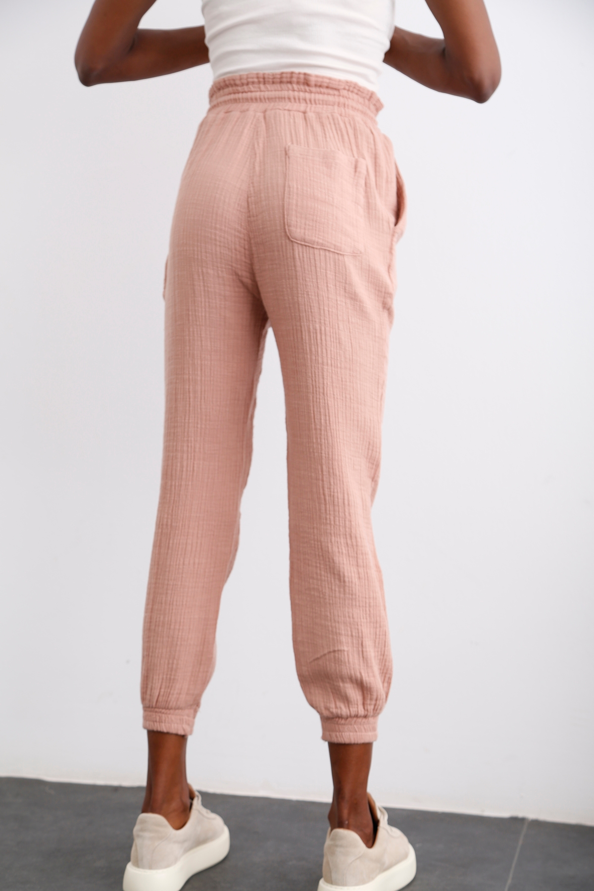 Gül Kurusu Beli Bağcıklı Pantolon 3689
