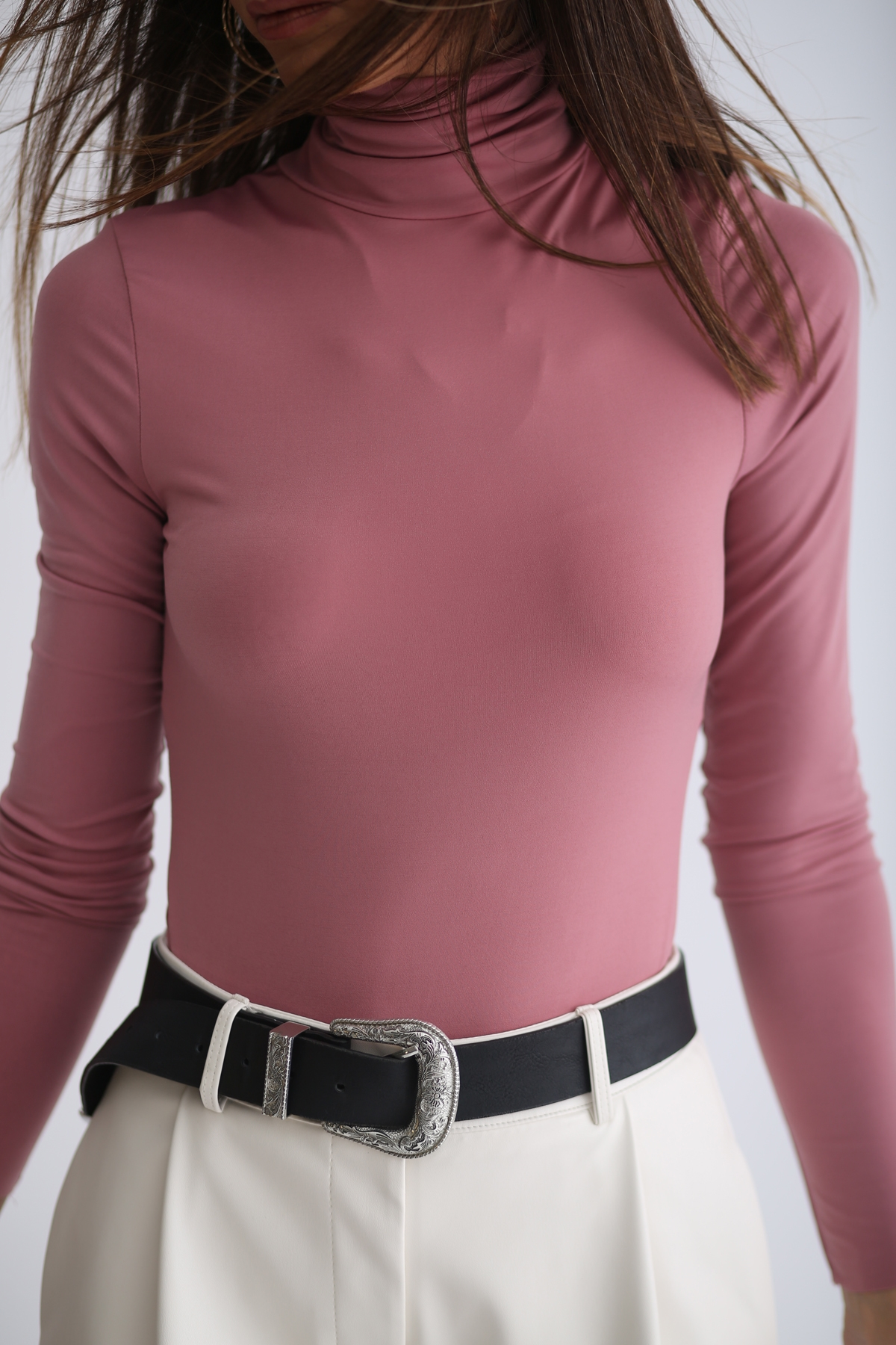 Gül Kurusu Jarse Balıkçı Bodysuit 19012