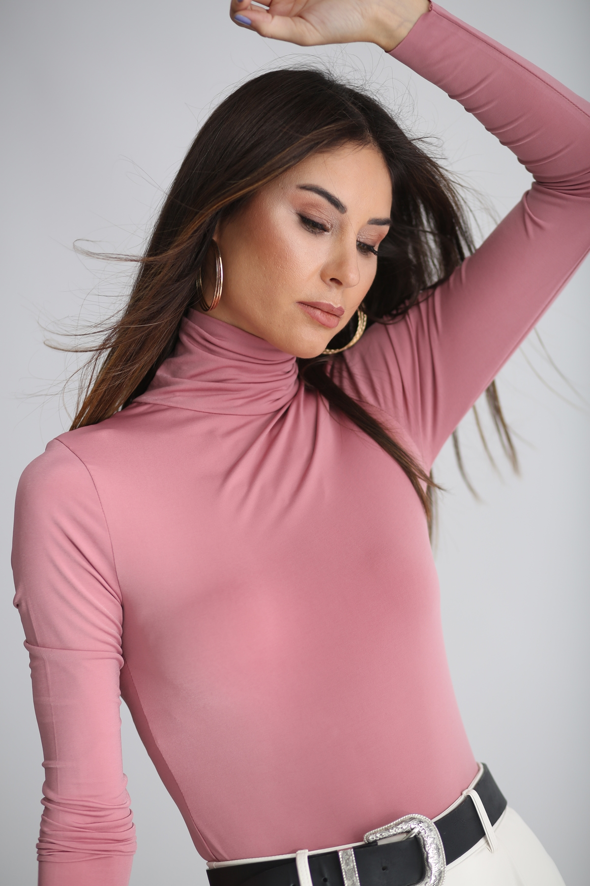 Gül Kurusu Jarse Balıkçı Bodysuit 19012
