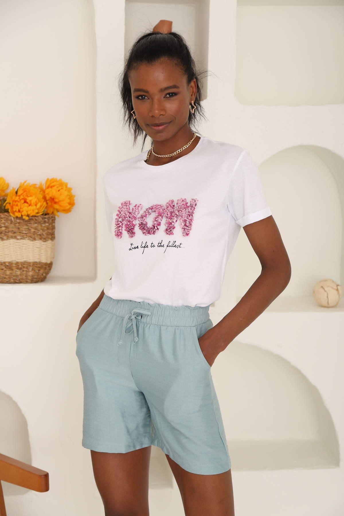 Gül Kurusu Now Nakışlı Tshirt 3542