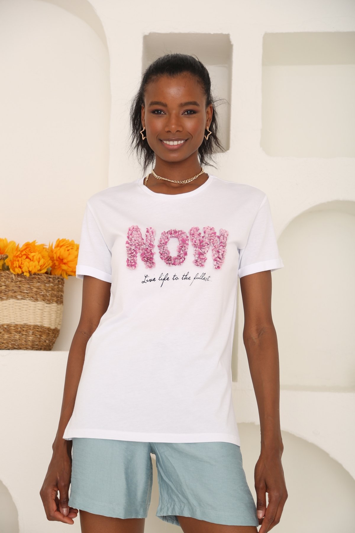 Gül Kurusu Now Nakışlı Tshirt 3542