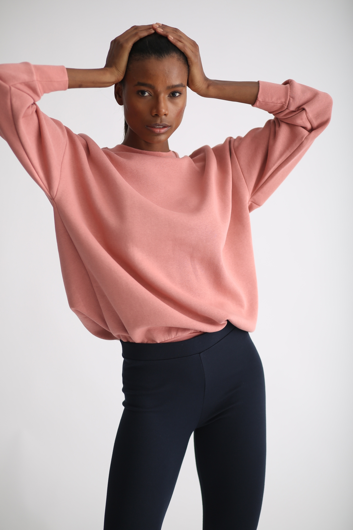 Gül Kurusu Şardonlu Basic Sweatshirt 3200