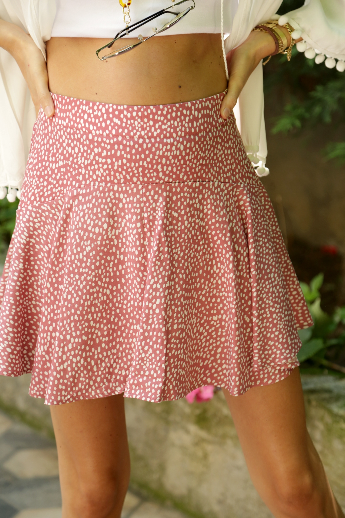 Gül Kurusu Şort Astarlı Beli Lastikli Volanlı Mini Etek 11043