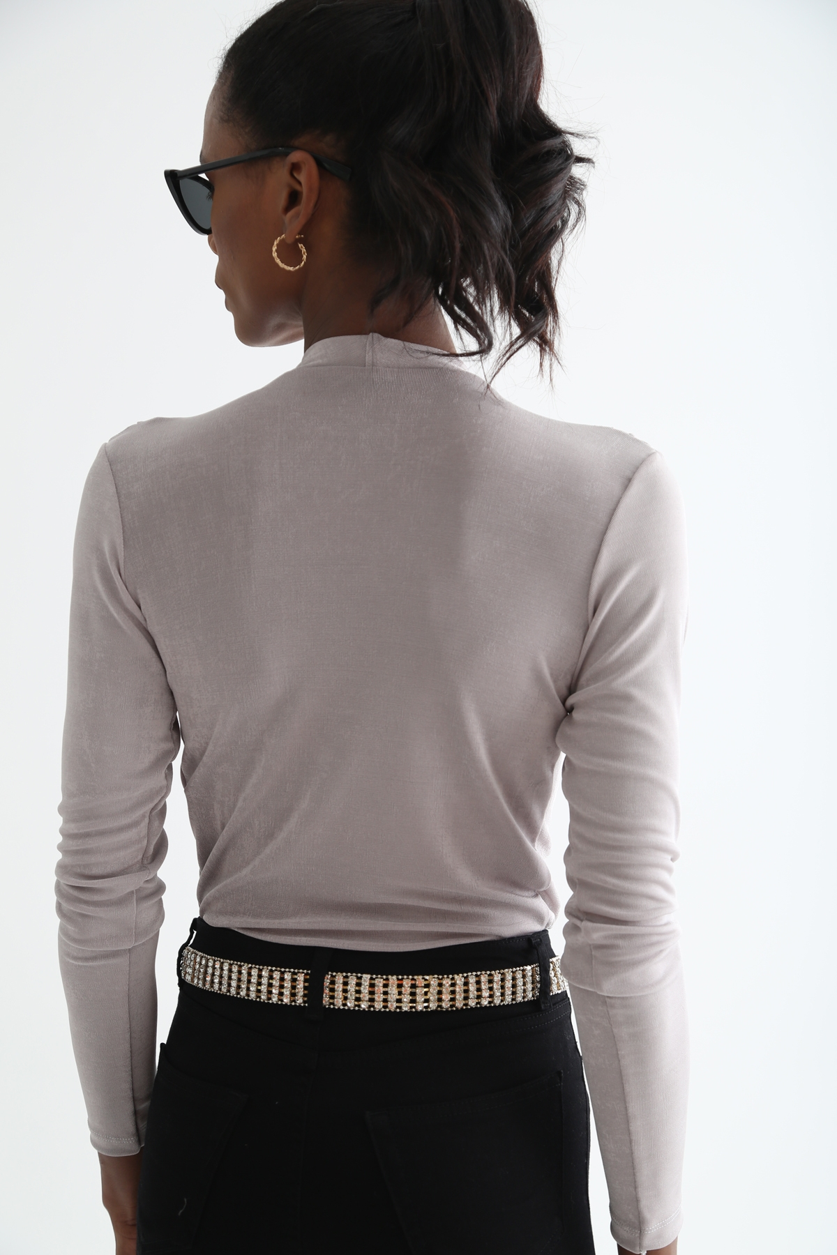 Gümüş Kruvaze Bodysuit B1