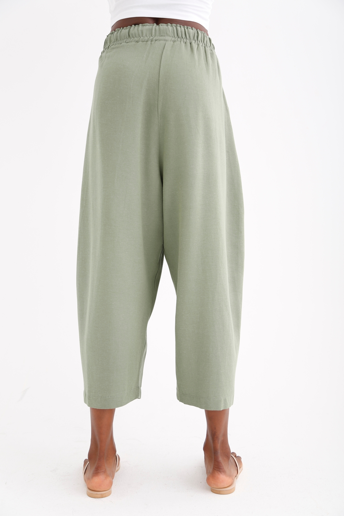 Haki Beli Lastikli Şalvar Pantolon 40030
