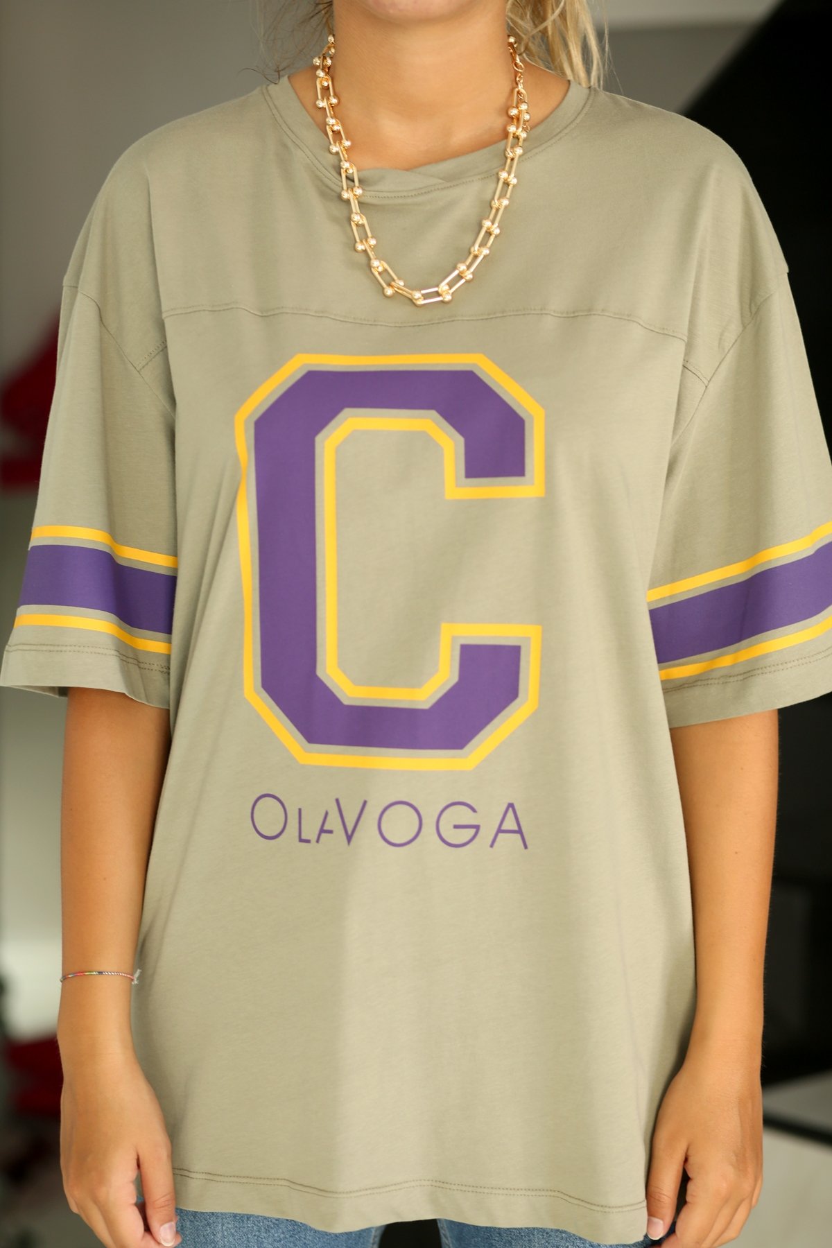 Haki C Logo Oversize Tshirt 