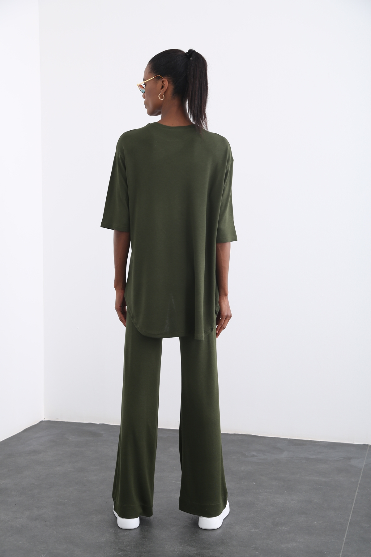 Haki Geniş Paça Oversize Takım 