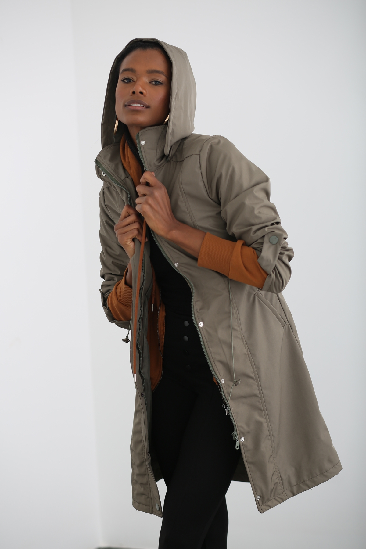 Haki Kapşonlu Trenchcoat 2002