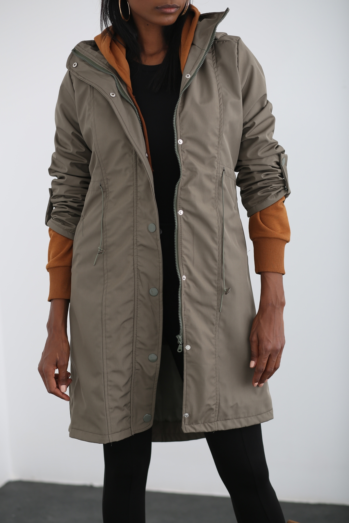 Haki Kapşonlu Trenchcoat 2002