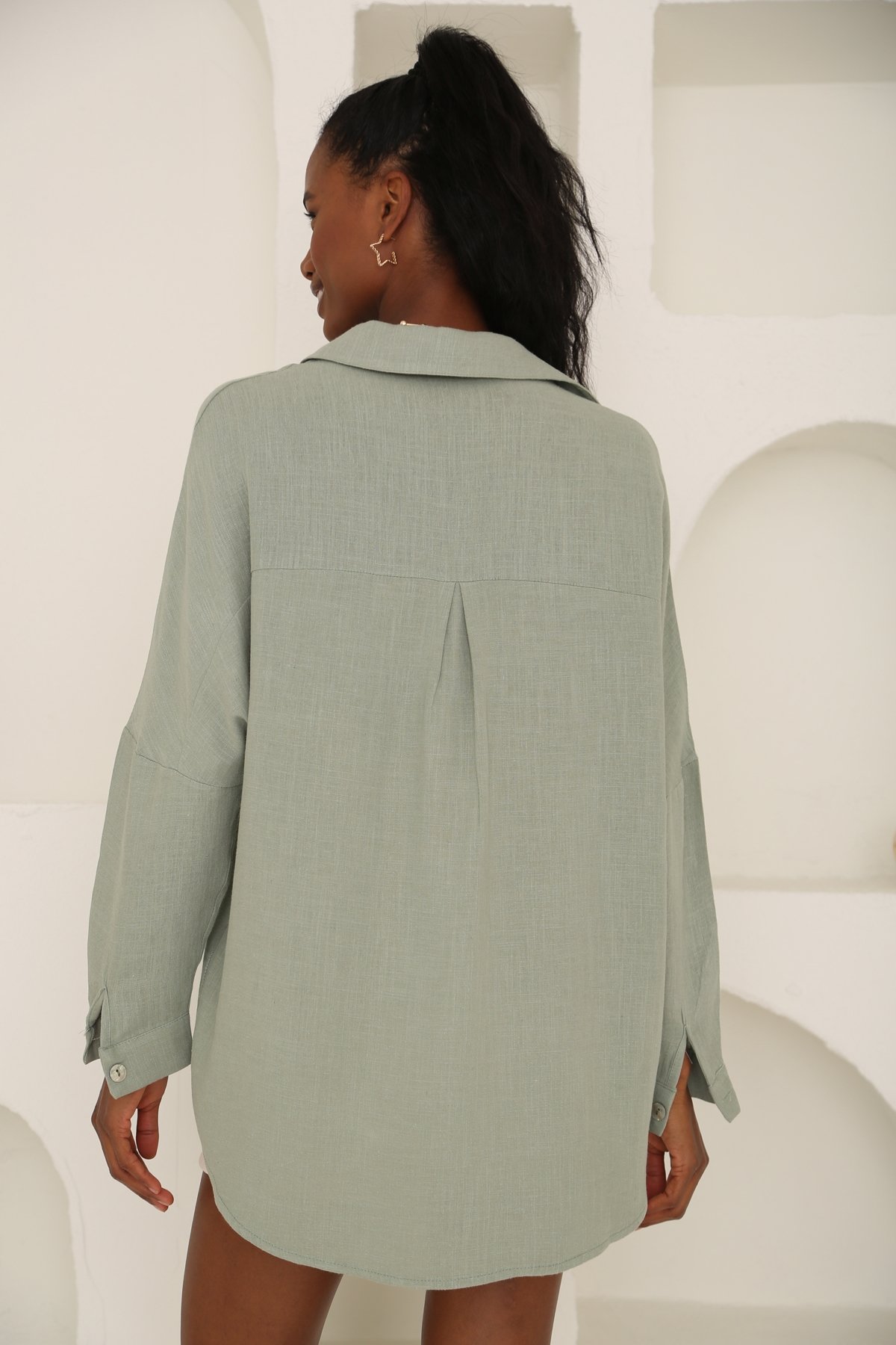 Haki Oversize Gömlek 4476