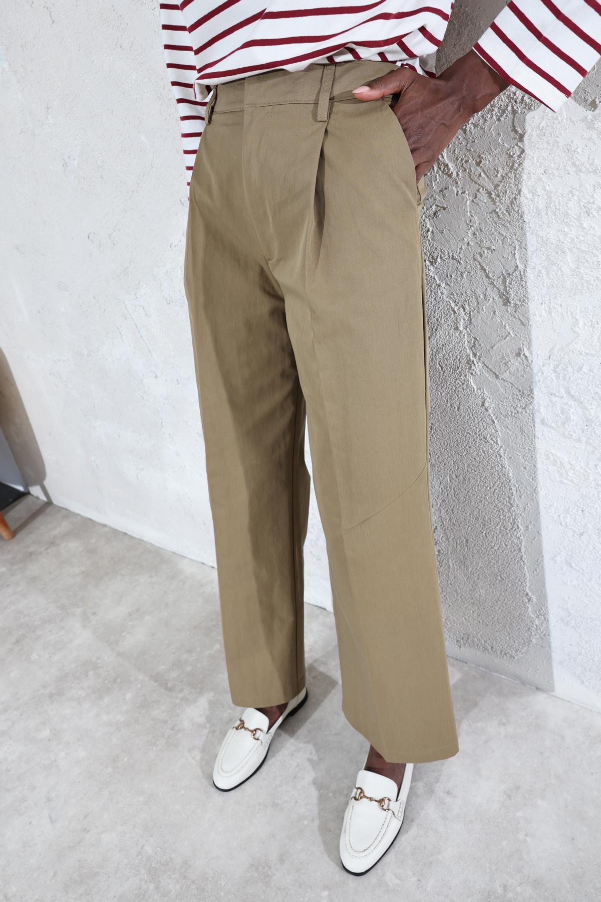 Haki Pens Detaylı Pantolon 16642