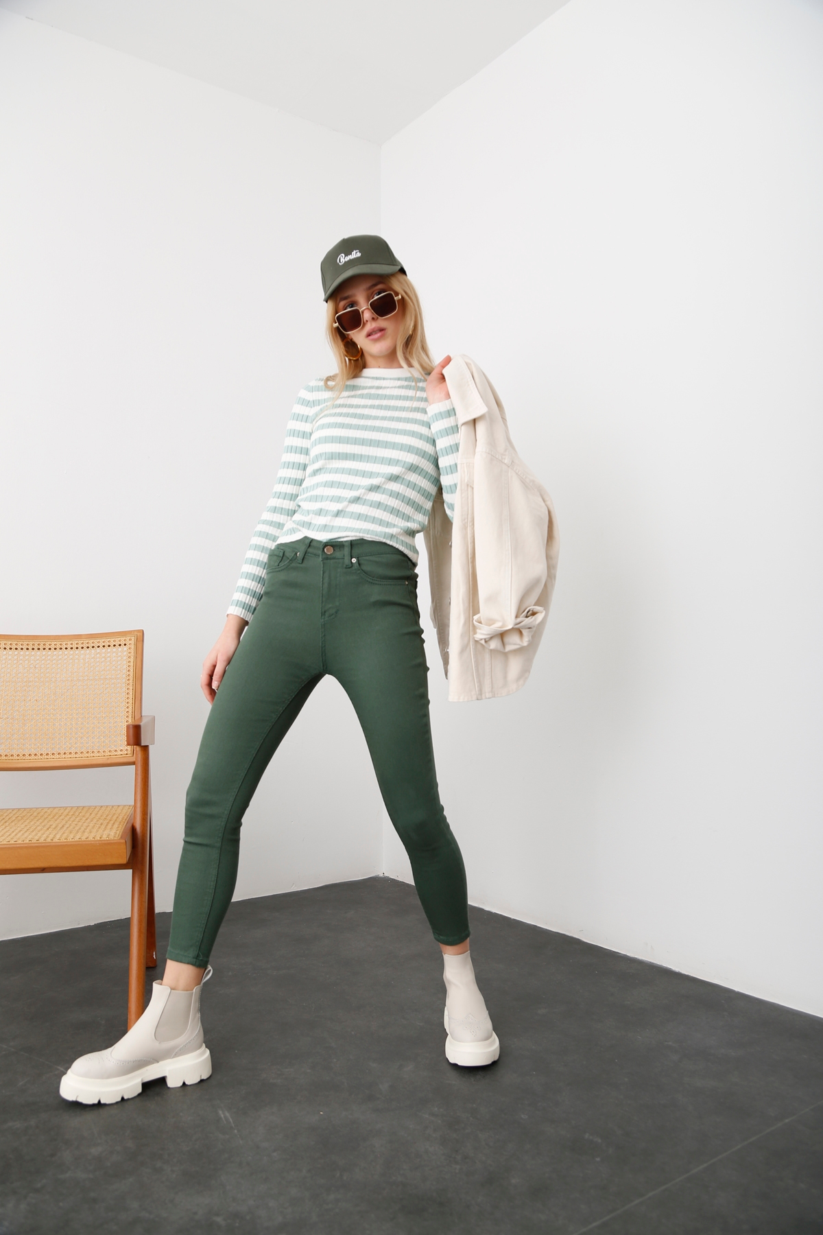 Haki Ultra Likralı Skinny Jean 