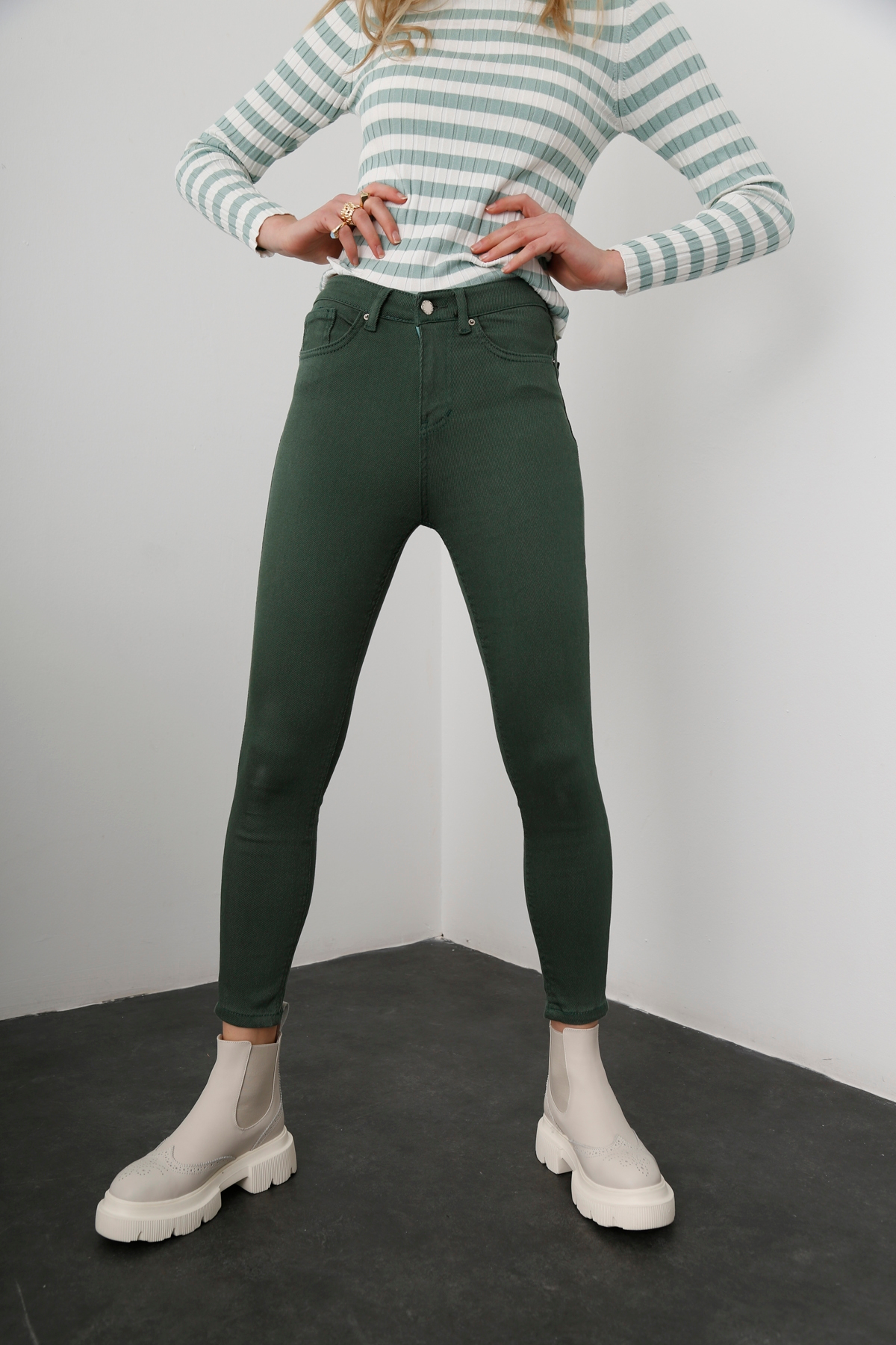 Haki Ultra Likralı Skinny Jean 