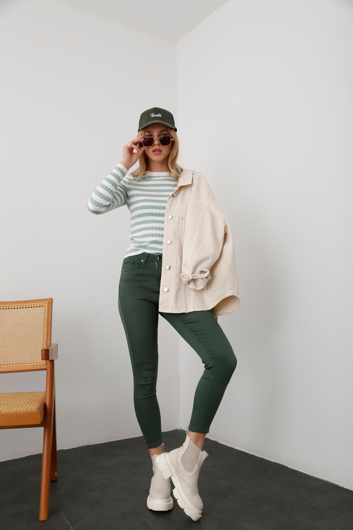 Haki Ultra Likralı Skinny Jean 