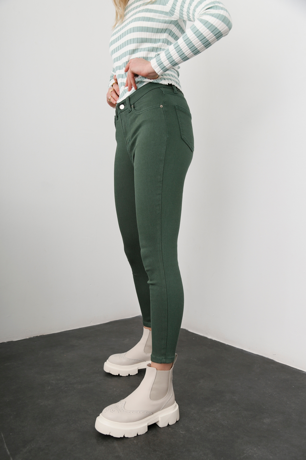 Haki Ultra Likralı Skinny Jean 