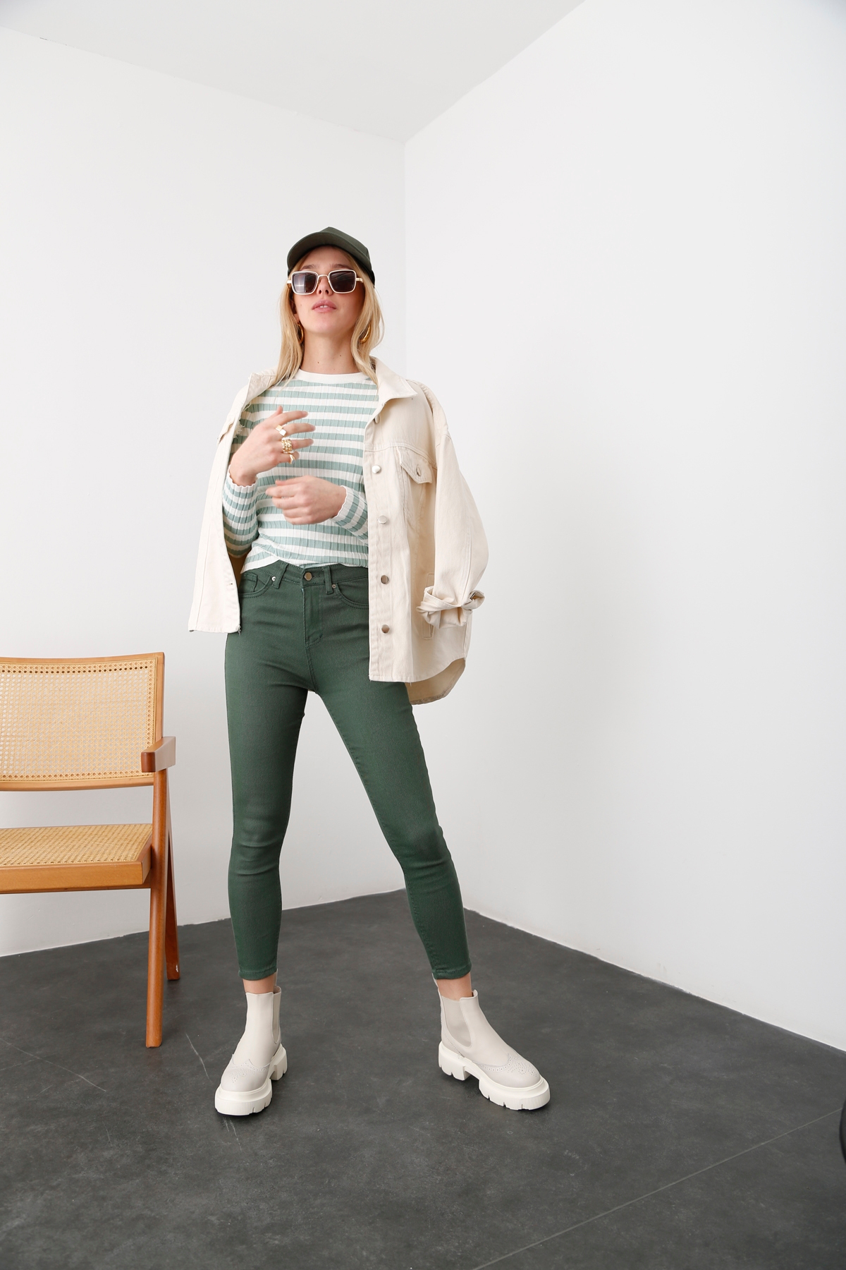 Haki Ultra Likralı Skinny Jean 