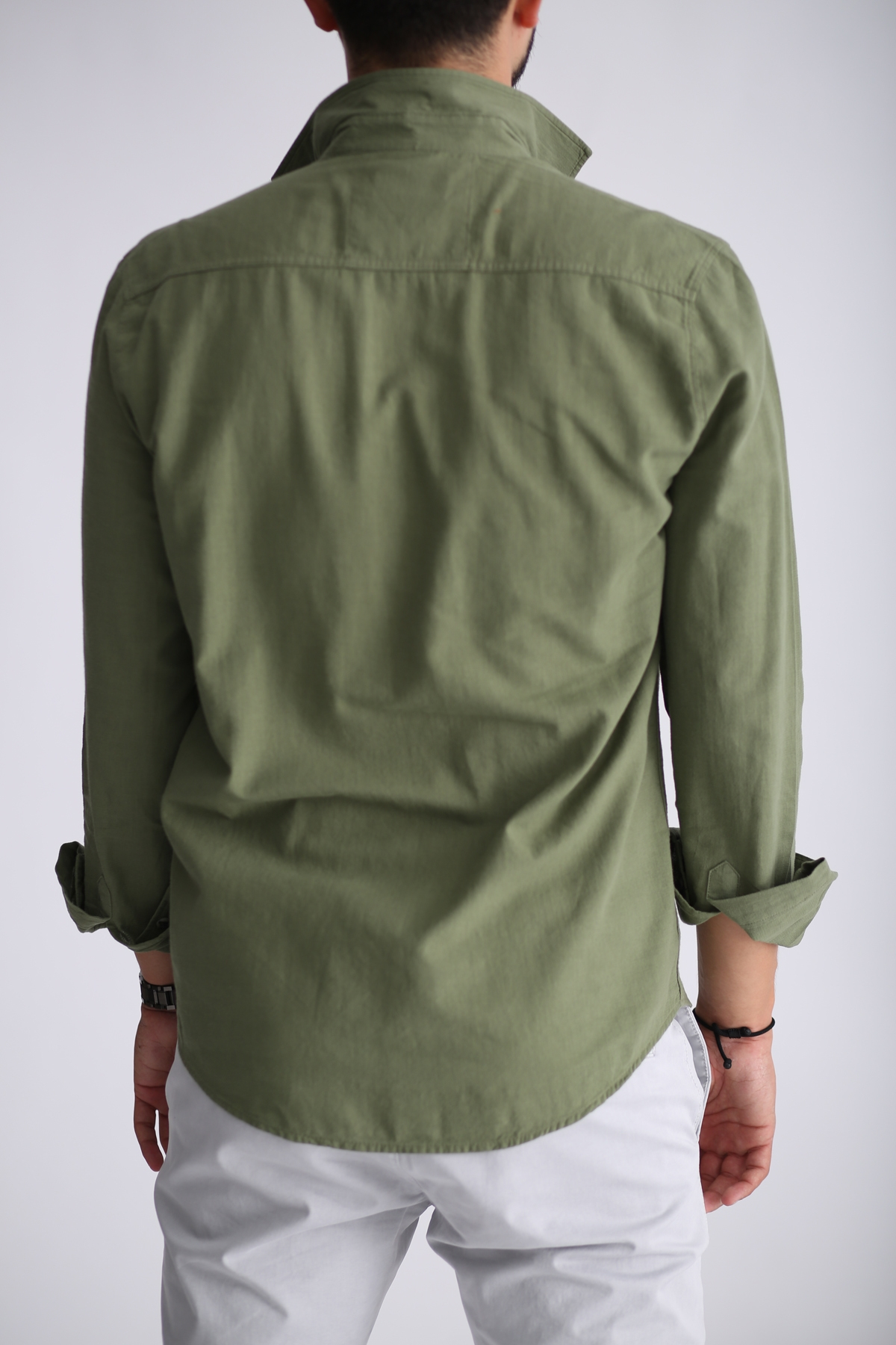 Haki Yarım Patlı Gömlek 11-2262