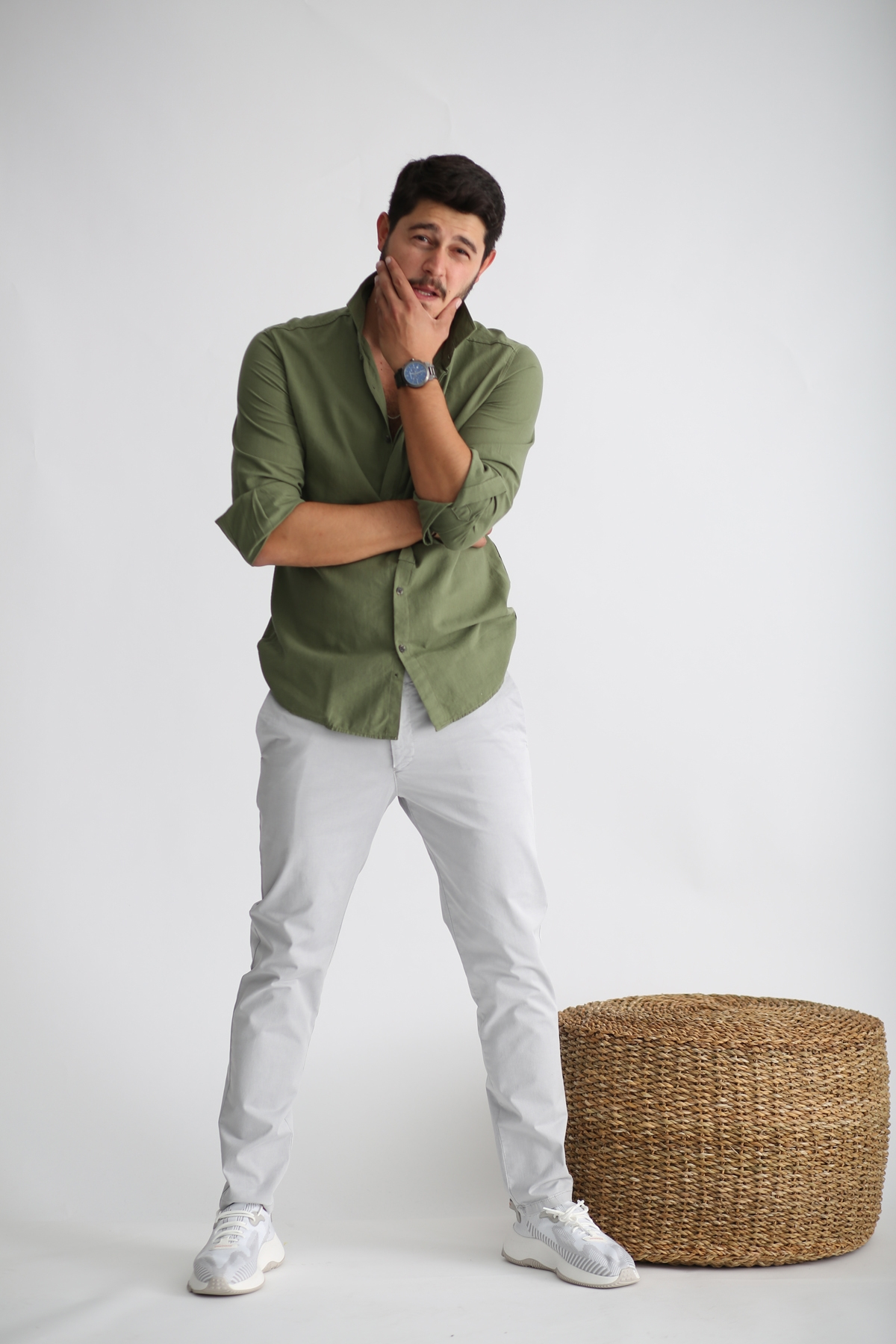 Haki Yarım Patlı Gömlek 11-2262