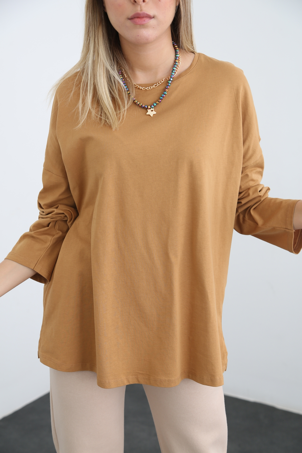 Hardal Uzun Kol Basic Tshirt 0106