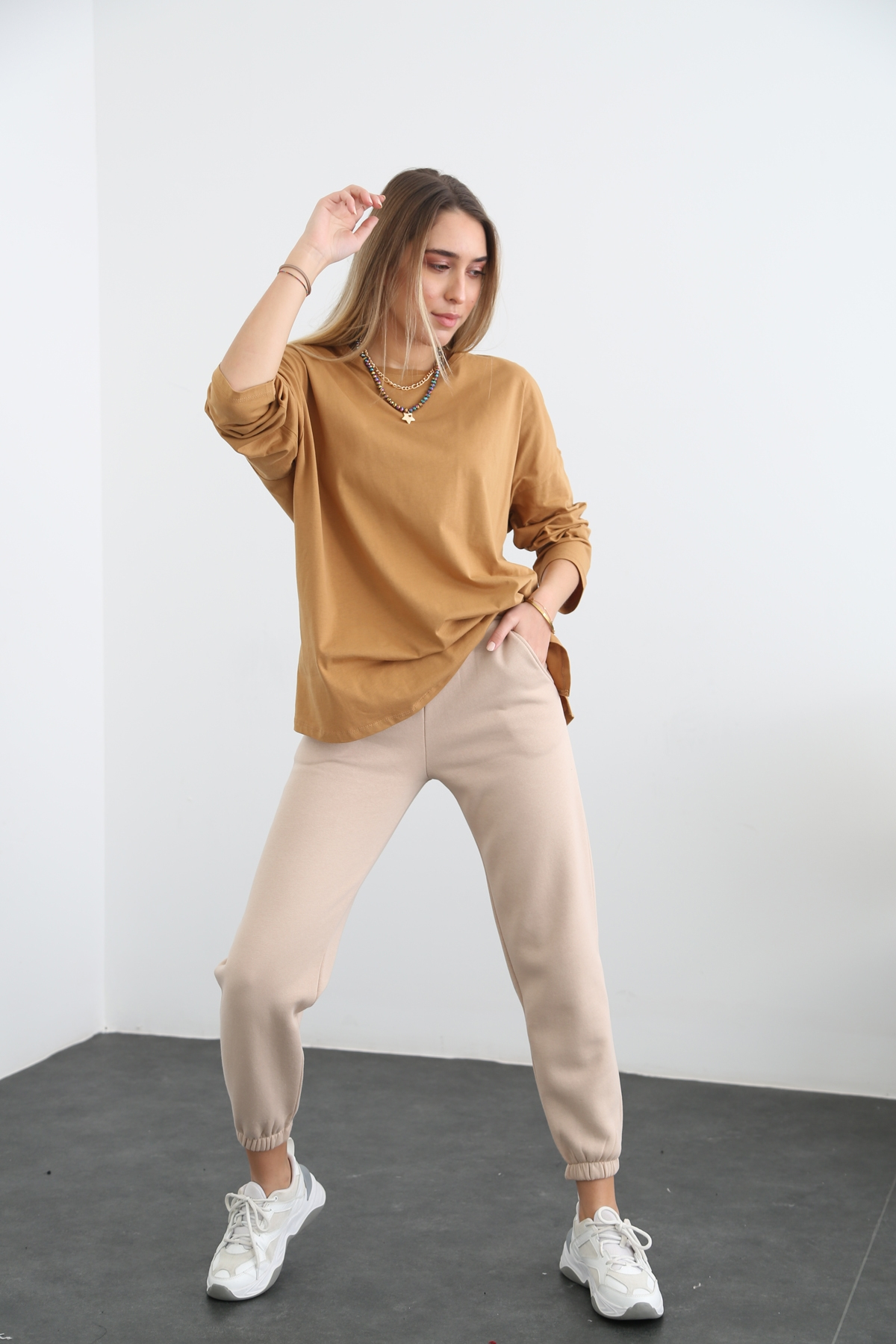 Hardal Uzun Kol Basic Tshirt 0106