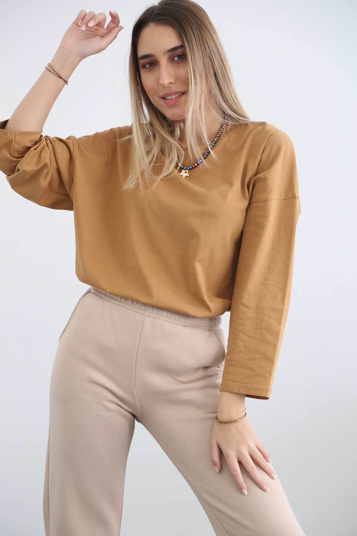 Hardal Uzun Kol Basic Tshirt 0106
