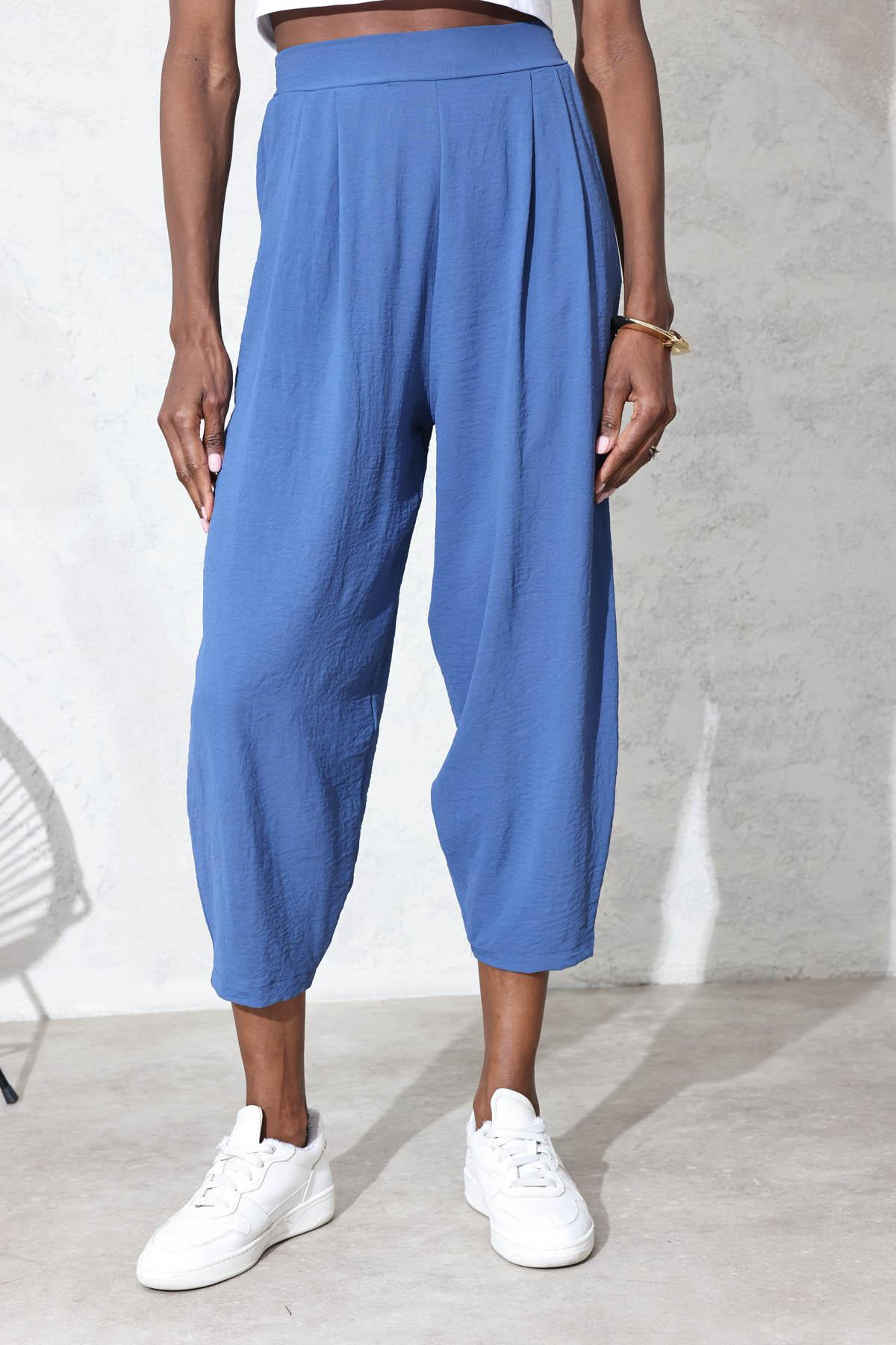 indigo Arka Beli Lastikli Şalvar Pantolon 0226