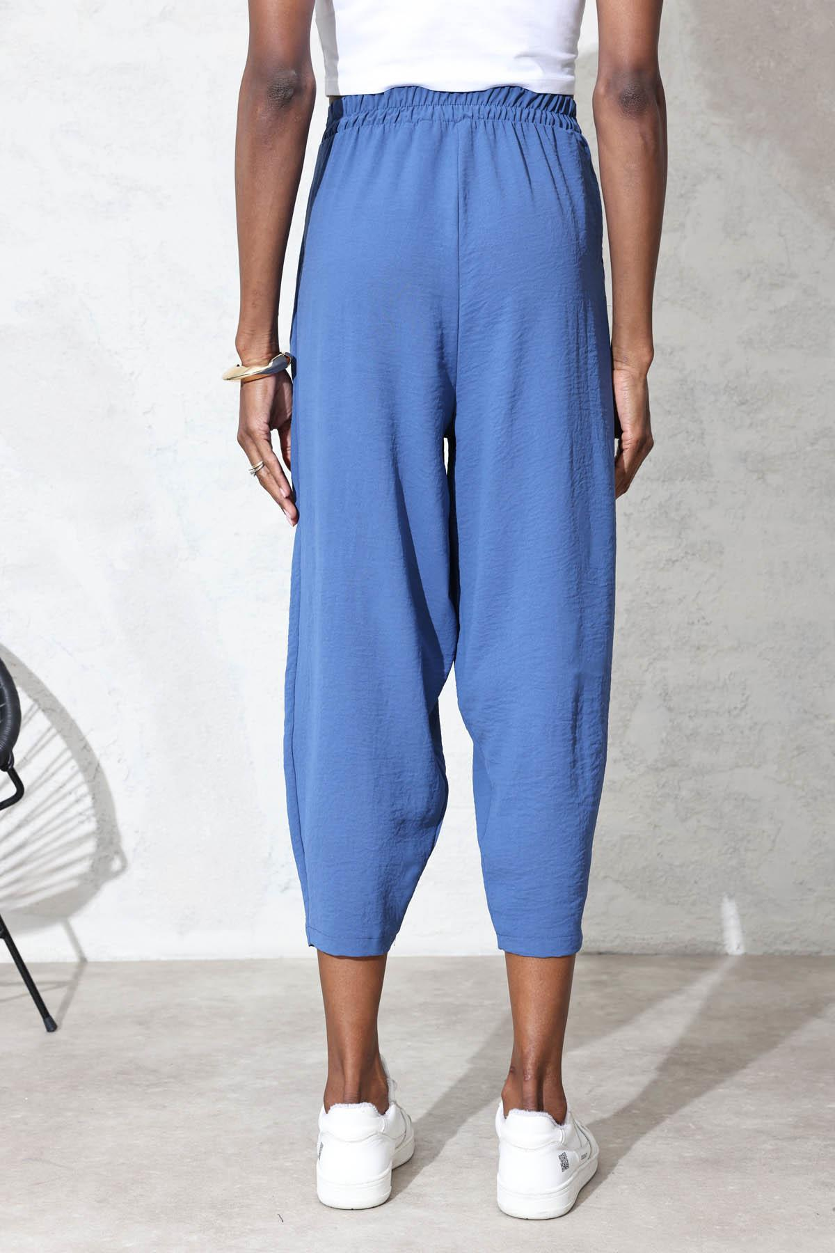 indigo Arka Beli Lastikli Şalvar Pantolon 0226