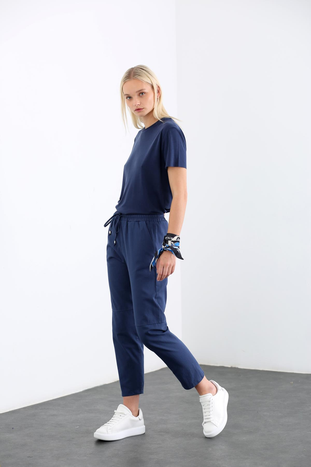 indigo Beli Lastikli Havuç Pantolon 23085
