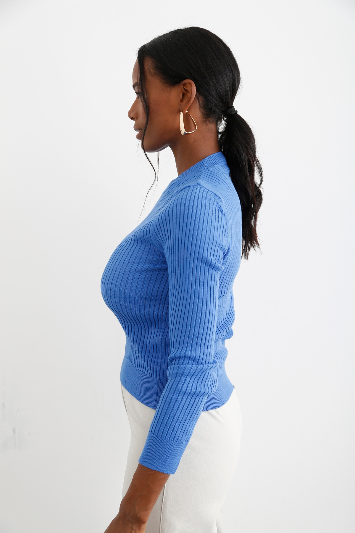 indigo Bisiklet Yaka Fitilli Triko 28033