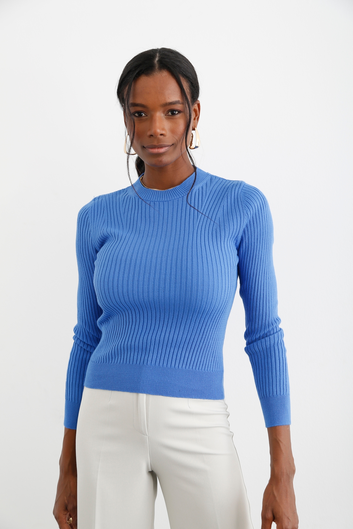 indigo Bisiklet Yaka Fitilli Triko 28033