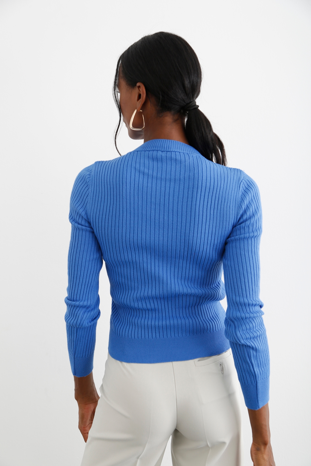 indigo Bisiklet Yaka Fitilli Triko 28033