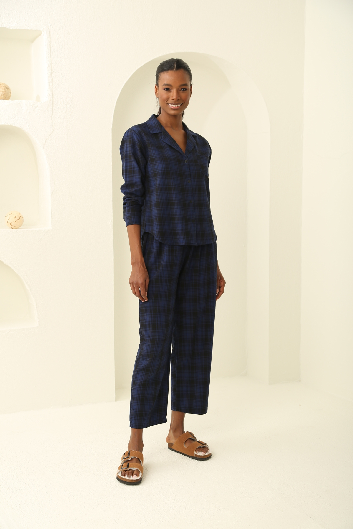 indigo Ekose Pijama Takım 8111
