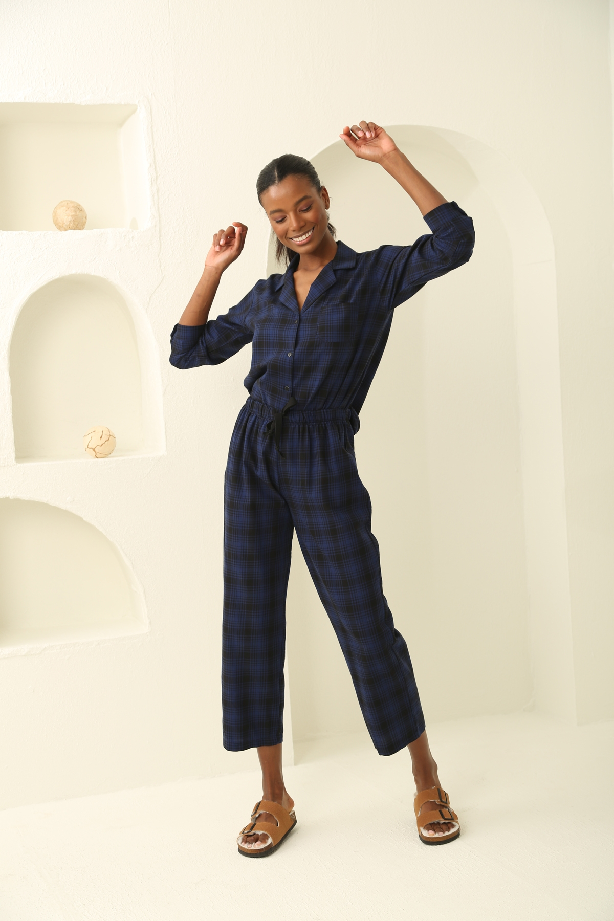 indigo Ekose Pijama Takım 8111