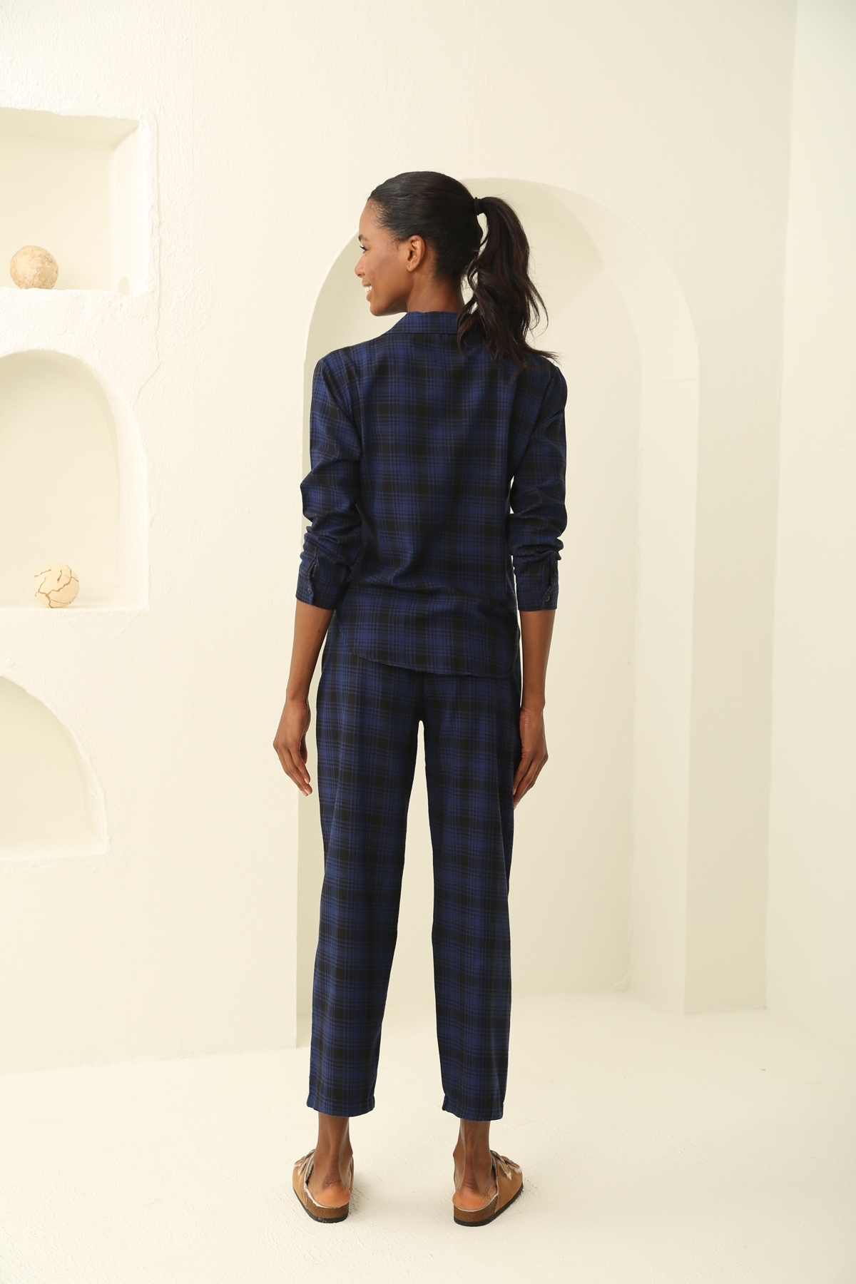 indigo Ekose Pijama Takım 8111