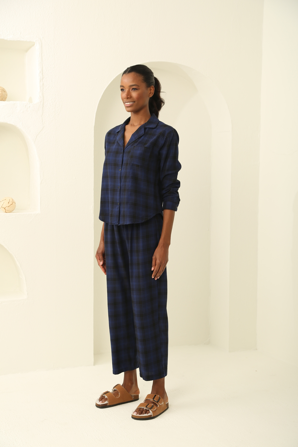 indigo Ekose Pijama Takım 8111