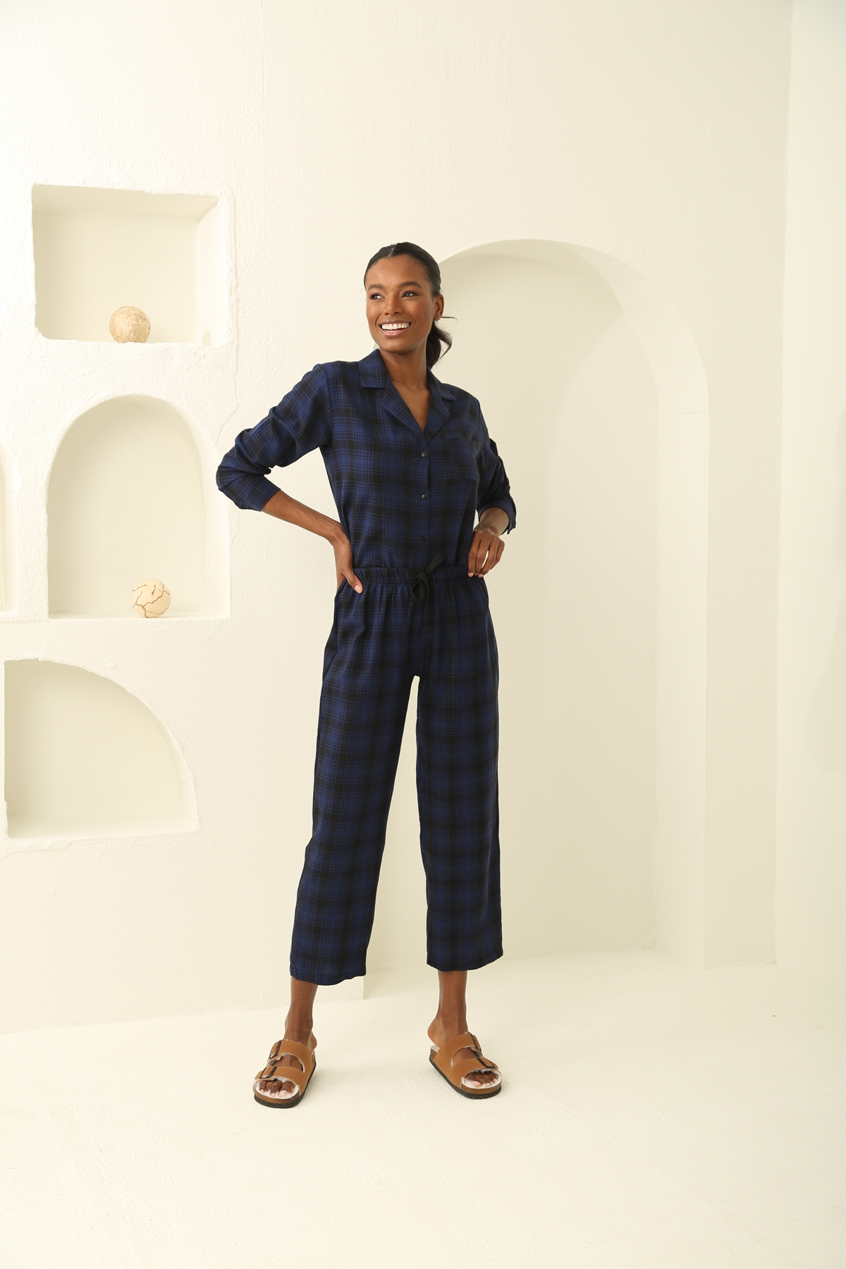 indigo Ekose Pijama Takım 8111