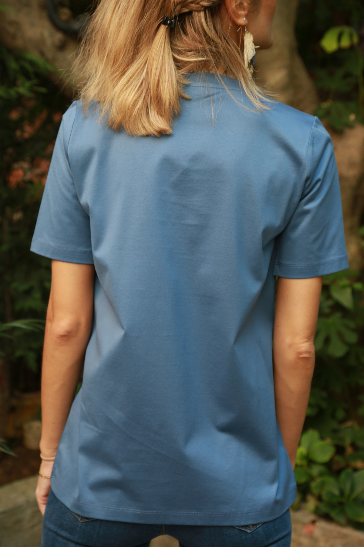 indigo Organik V Yaka Tshirt