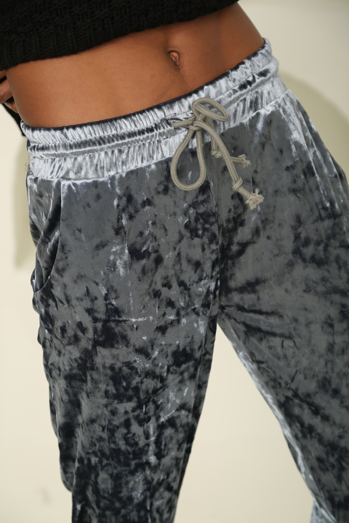 indigo Parlak Kadife Jogger Eşofman 2148